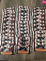 36 sealed packs of 2006-07 Upper Deck NHL Hockey Cards arranged in rows on a flat surface. Each pack features player images on the front.