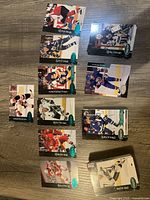 Close up showing various Parkhurst 1993 NHL hockey cards arranged to show player images and card fronts.