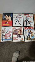 Front covers of 6 Elvis Presley DVDs featuring musical and comedy films.