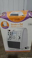 Box of the iLive Karaoke Machine showing front image, brand, and key features.