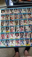 Top view of first sheet showing 42 colorful vintage hockey cards arranged in 6 rows with 7 cards per row.