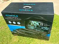 Photo of the unopened GAEMS Vanguard Black Edition 19 inch HD LED performance gaming monitor box showing product image and branding.