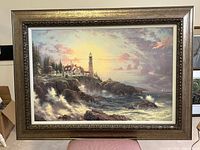 Framed Thomas Kinkade Clearing Storms giclée on canvas, full view