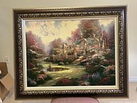 Front view of framed Thomas Kinkade limited edition canvas giclee