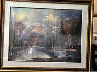 Framed Thomas Kinkade Mountain Majesty lithograph under glass