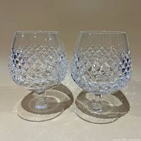 Two Waterford Alana brandy snifters front view