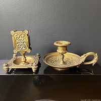 Candle holder and letter holder side by side showing overall form and scale