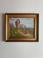 Frontal view of the framed painting showing the entire artwork and frame.