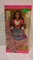 Front of boxed Italian Barbie showing doll and packaging