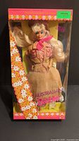 Front view of boxed Australian Barbie doll
