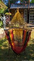 Front view of hammock chair on stand