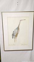 Full view of framed Carol Grigg crane print