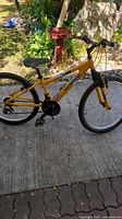 Full left side of yellow Norco youth bike