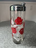 Full view of shaker showing rose pattern