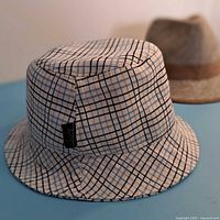 Plaid bucket hat with checkered pattern