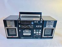 Front view of boombox with both speakers attached