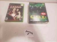 Two items displayed side by side including an Xbox game and a CSI DVD series box set.