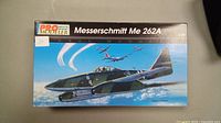 Pro Modeler Messerschmitt Me 262A model kit box front with airplane art.