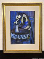 Full front view of framed watercolour painting