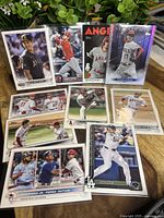 Overview of 10 Shohei Ohtani baseball cards from Topps, showing various poses and teams (Angels, Dodgers).