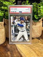Front view of the 2020 Topps Kyle Lewis Rookie baseball card graded PSA 10 Gem Mint, showing player image and grading label.