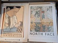 Children's Hospital San Francisco poster and North Face poster stacked