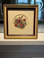 Square framed petit point embroidery, full view