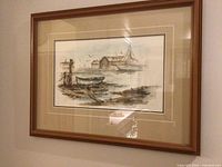 Framed watercolour painting front view