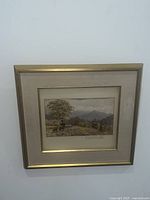 Full view of framed watercolour on white wall