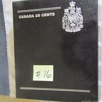 Front cover of black 'Canada 25 Cents' album with label #16 on it.
