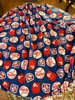 Full view of blanket showing Phillies logo side
