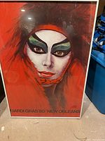 Full view of framed Mardi Gras ’80 New Orleans poster