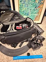 Overall view of bag, lens case, pouch, ruler