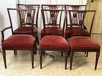 Six chairs arranged in two rows, front view