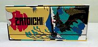 Side view of the Zatoichi box set showing stylized colorful artwork with title and Criterion Collection branding