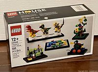 Box front showing set number, piece count, age recommendation, and images of the mini builds included.