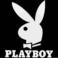 Playboy logo white bunny on black background
