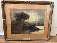 Full frontal image showing the framed pastel artwork in its entirety with visible mat and ornate gilt frame.