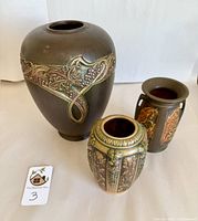 Three vases group shot on table