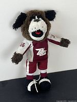 Front view of the Peterborough Petes mascot plush stuffed animal showing detailed jersey with number 56 and team logo.