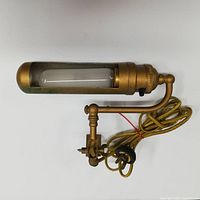 Top view showing lamp casing, bulb inside protective cover and attached electric cord.