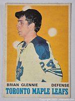 Front side of Brian Glennie Toronto Maple Leafs hockey card showing player portrait and team name.