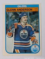 Front of vintage hockey card showing Glenn Anderson in Edmonton Oilers uniform