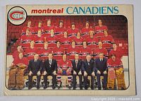 Front side of the 1978-79 Montreal Canadiens team card showing the team photo and branding.