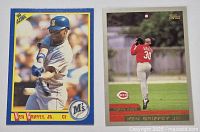 Pair of mint 3.5 inch Ken Griffey Jr. baseball cards side by side, showing full card fronts