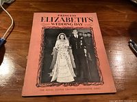 Front cover of souvenir booklet showing title and wedding photograph