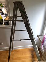 Full view of aluminum step ladder showing height and overall condition