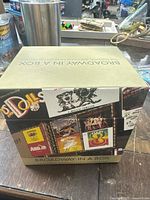 Front and top view of the Broadway in a Box CD box set showing multiple musicals included.
