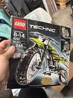 Front of the LEGO Technic Dirt Bike set 8291 box showing the model image, piece count (248 pieces), age range 8-14, and other branding details.