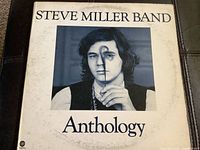 Front cover of the Steve Miller Band Anthology double LP showing the black and white portrait of Steve Miller and title text.